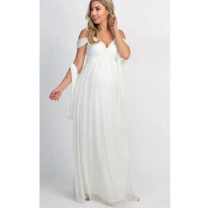 - New* White Chiffon Cold Shoulder Maternity…‎